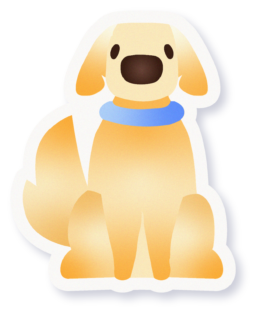 Ilustración de un perrito amarillo sentado
